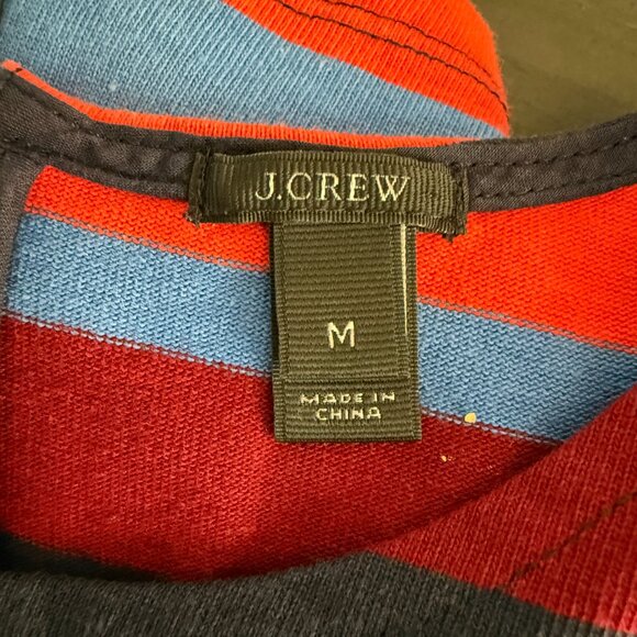 J. Crew multi color striped long sleeve stretchy pullover zip back top size M - Picture 8 of 9